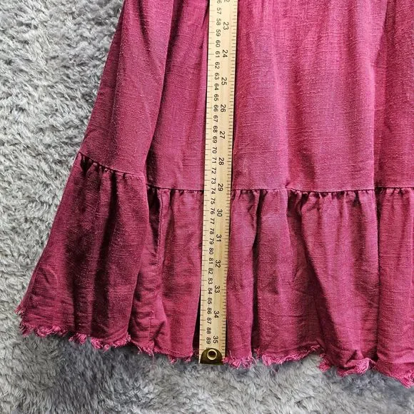 Umgee Pink Fushia Dress Collared Womens Size XL Linen Cotton Casual Knee Length - Picture 4 of 8